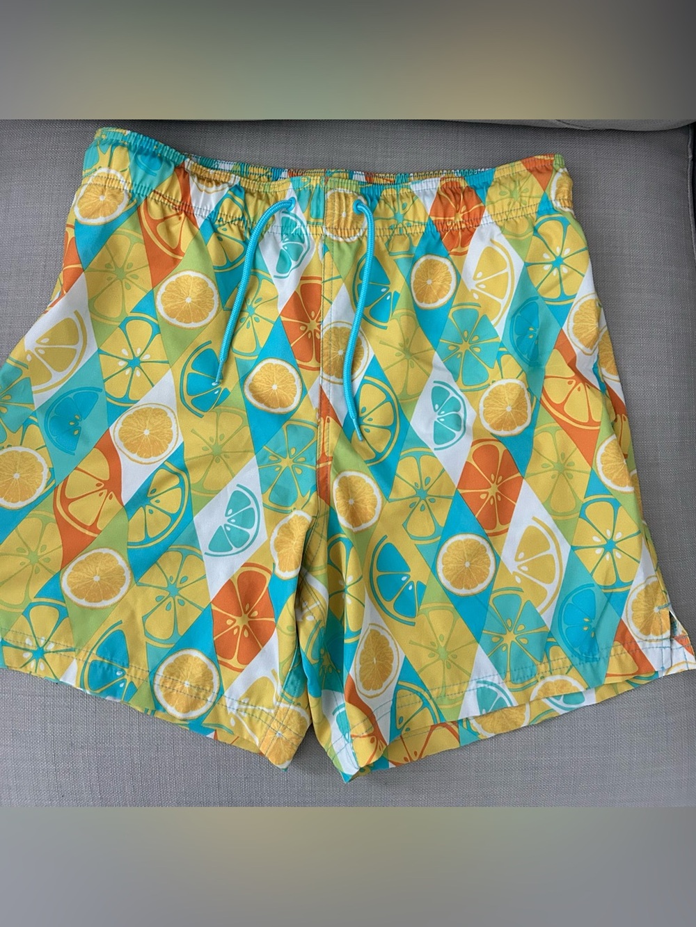 George Citrus Slice Swim Trunks - Turquoise, Yellow & Orange